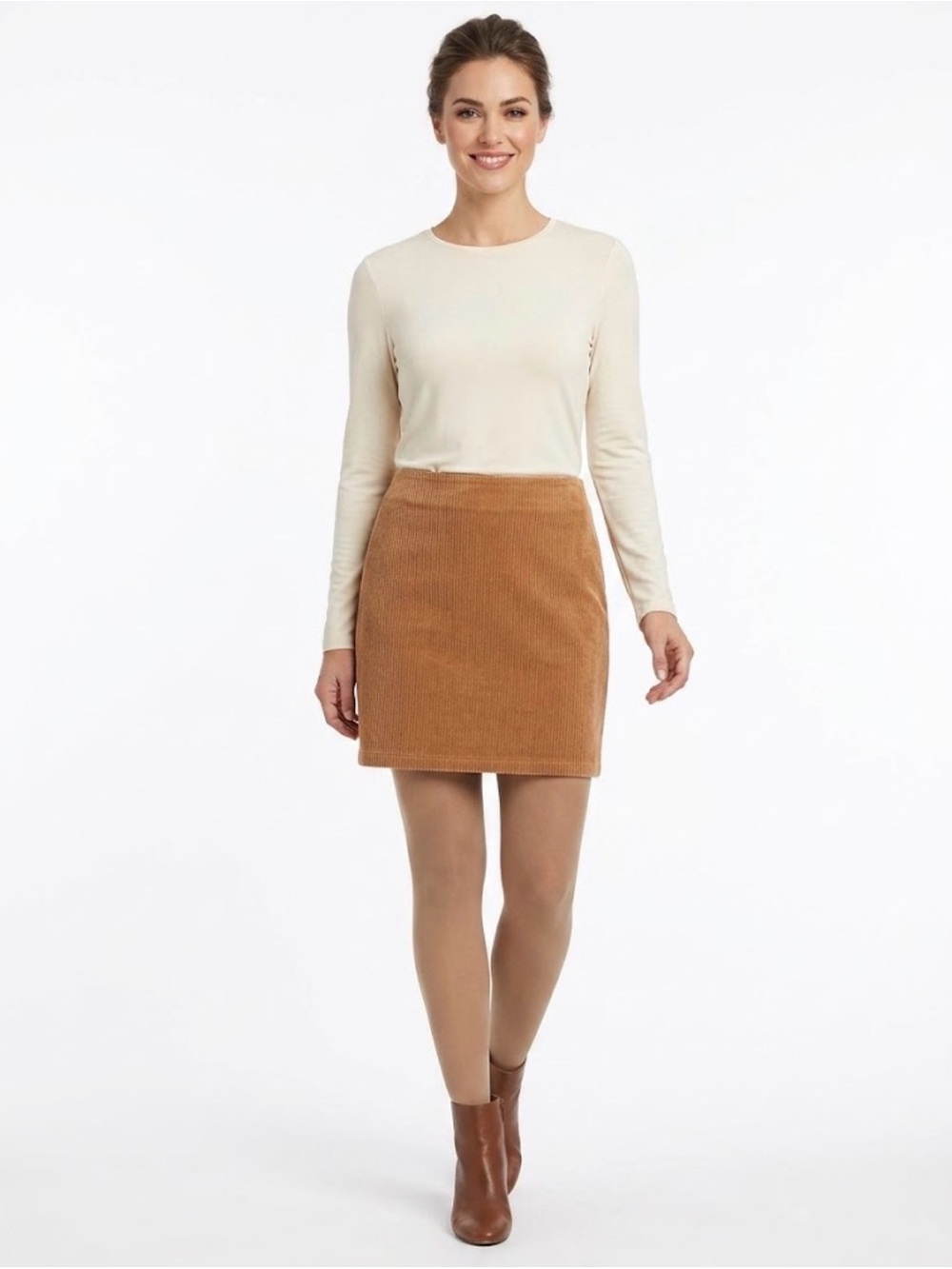 Honey Punch Tan Corduroy Mini Skirt Size L | Lined | Retro 90s Y2K Style